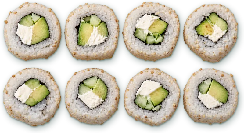 California cheese avocat concombre : 8 pièces · fromage frais, avocat, concombre