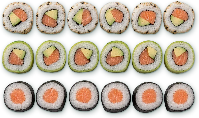 Menu Paragon Set 2 : 6 california saumon avocat · 6 verde saumon · 6 makis saumon