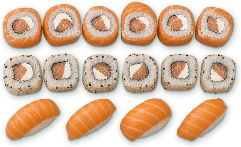 Menu Paragon Set 3 : 6 roll & cheese · 6 california saumon cheese · 4 sushis saumon
