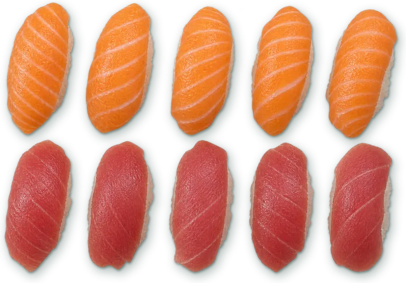 Sushi duo thon/saumon : 5 sushis saumon · 5 sushis thon