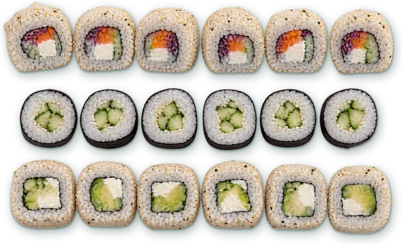 Umi Nashi : 6 california cheese, carottes, chou rouge · 6 makis concombre sésame · 6 california cheese avocat concombre